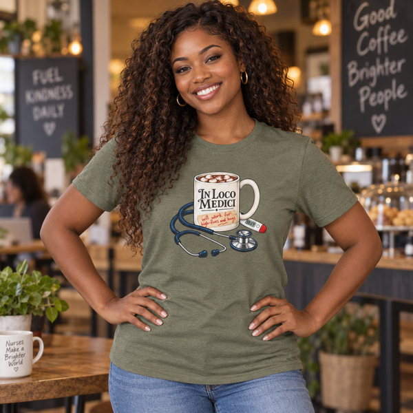School Nurse In Loco Medici shirt, front view