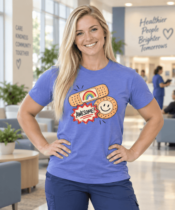 School Nurse Bandaids shirt, front view