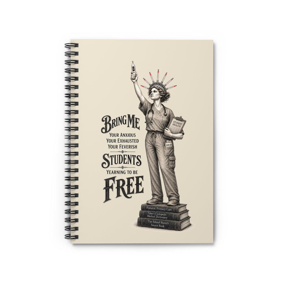 School Nurse Statue of Liberty notebook, front cover