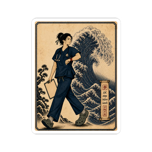 10K Steps Before Lunch nurse sticker, main design