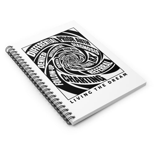 "Living the Dream" Nurse Practitioner Black and White Notebook